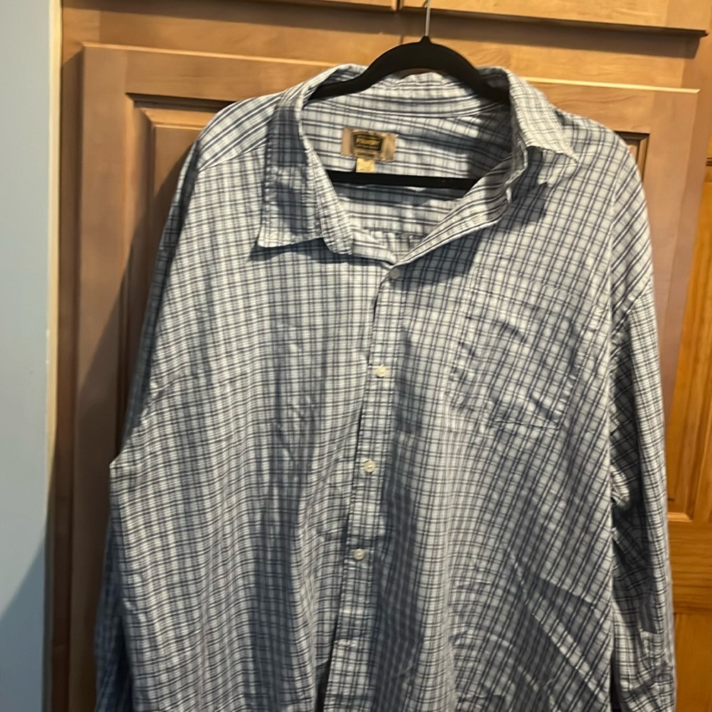 Men’s blue plaid dress shirt soft comfortable